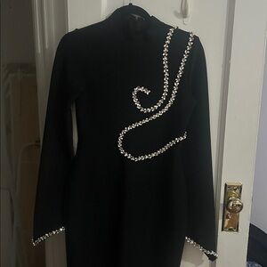 Elegant Black Dress with Silver Embellishments